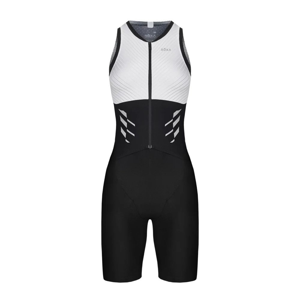 ROKA Women's Black & White Bike Shorts Tri Suit